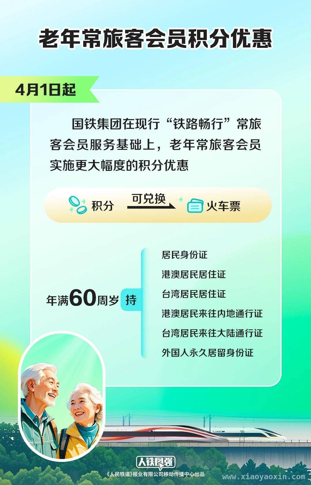 4月1日起，老年常旅客会员积分优惠来袭！开启美好旅行新篇 铁路4月新举措：老年常旅客会员积分优惠激发银发经济