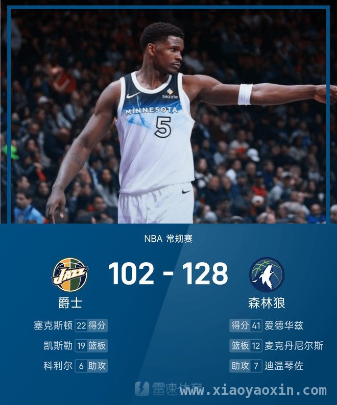 爵士九连败噩梦延续，森林狼主场大胜笑傲赛场，NBA激战：森林狼主场狂胜，爵士九连败雪上加霜