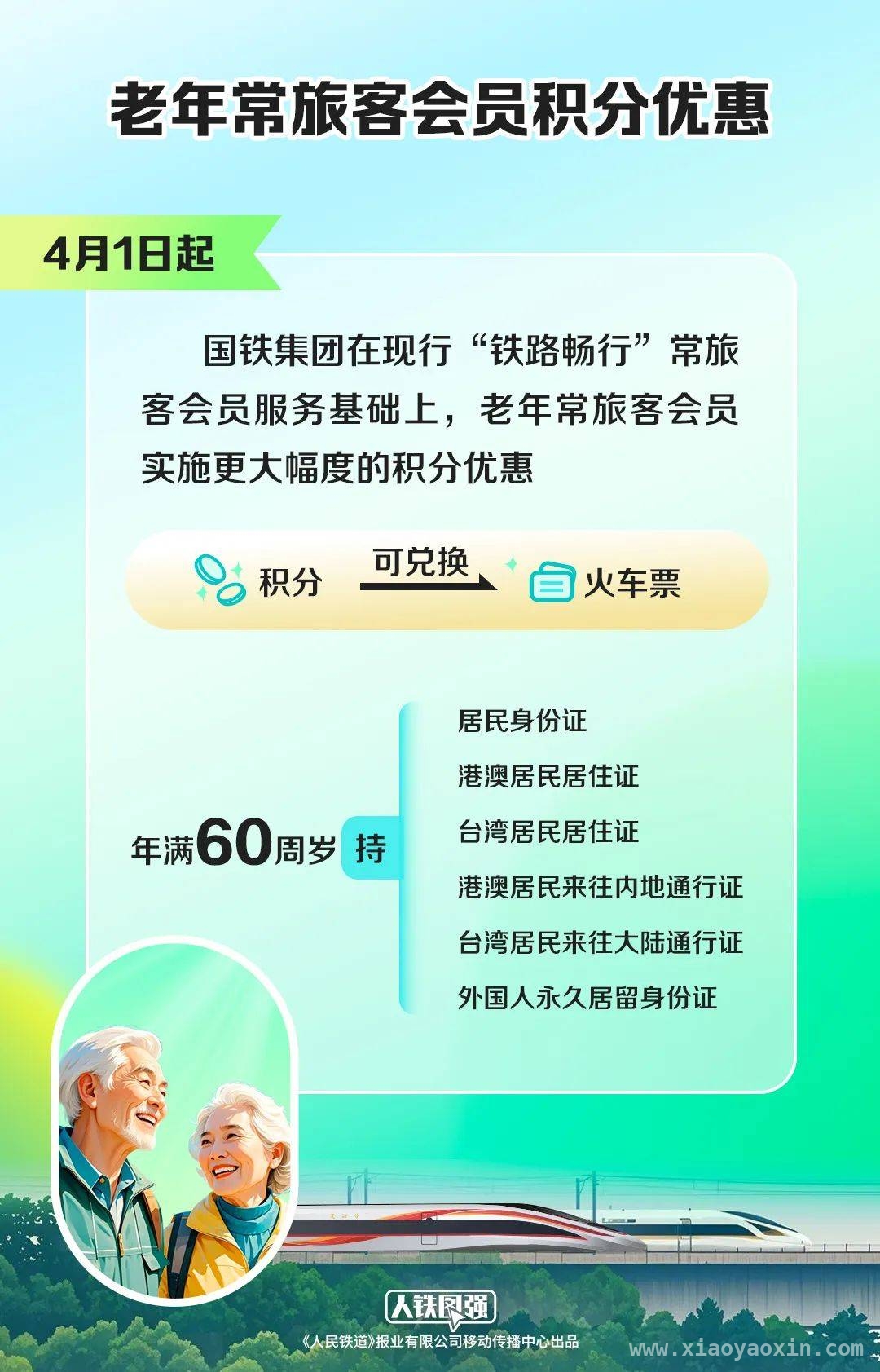重大利好！60岁以上老人乘火车4月1日起享高额积分优惠