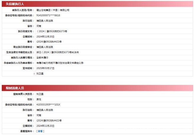 建业住宅集团逾期频发，法定代表人受限消费 建业住宅集团多方面遇阻，发展前景蒙上阴影