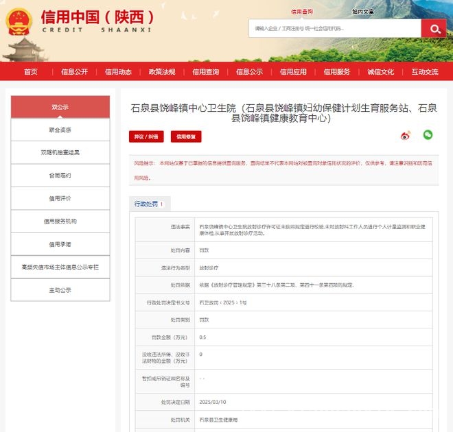 警惕！陕西4家医疗机构因这些问题被处罚