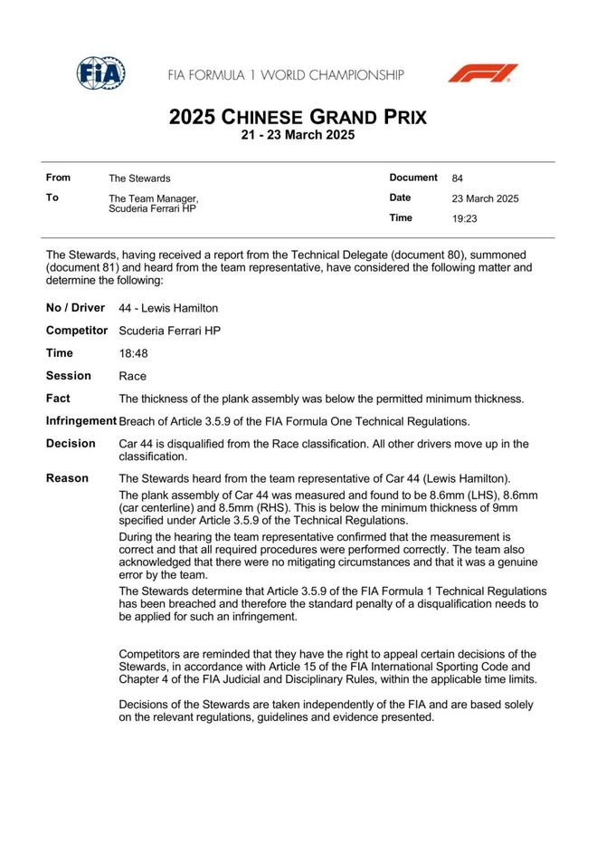 2025 F1中国大奖赛：加斯利等三人成绩取消，前十排名重新出炉