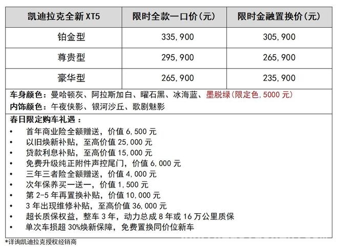 豪华升级，凯迪拉克全新XT5春日焕季版诚意满满，凯迪拉克全新XT5春日焕季版，多重惊喜等你解锁！