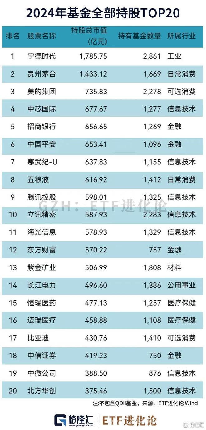 公募基金持仓大起底，“国家队”强势加仓引关注，2024公募基金年报出炉，重仓股及“国家队”加仓情况曝光